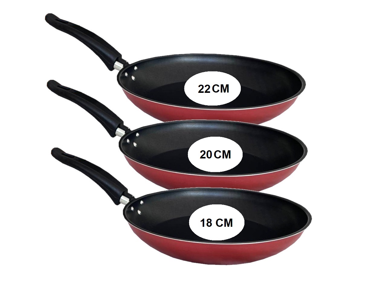 JOGO FRIGIDEIRAS GOURMET 3PCS CEREJA - DE ALUMINIO COM REV ANTIADERENTE E POLIESTER - Imagem 2