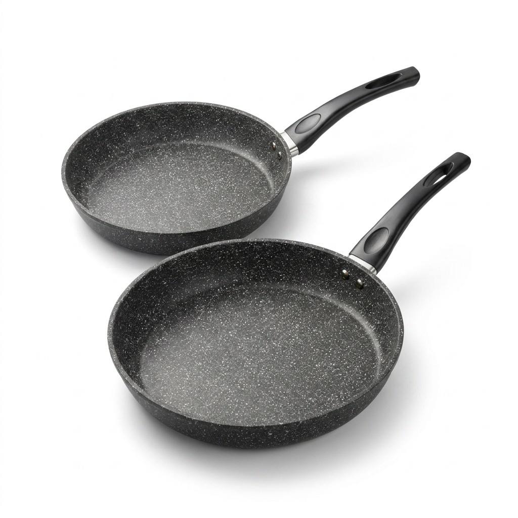 Kit com duas frigideiras CarbonStone de 20cm com revestimento antiaderente em granito e cabo preto