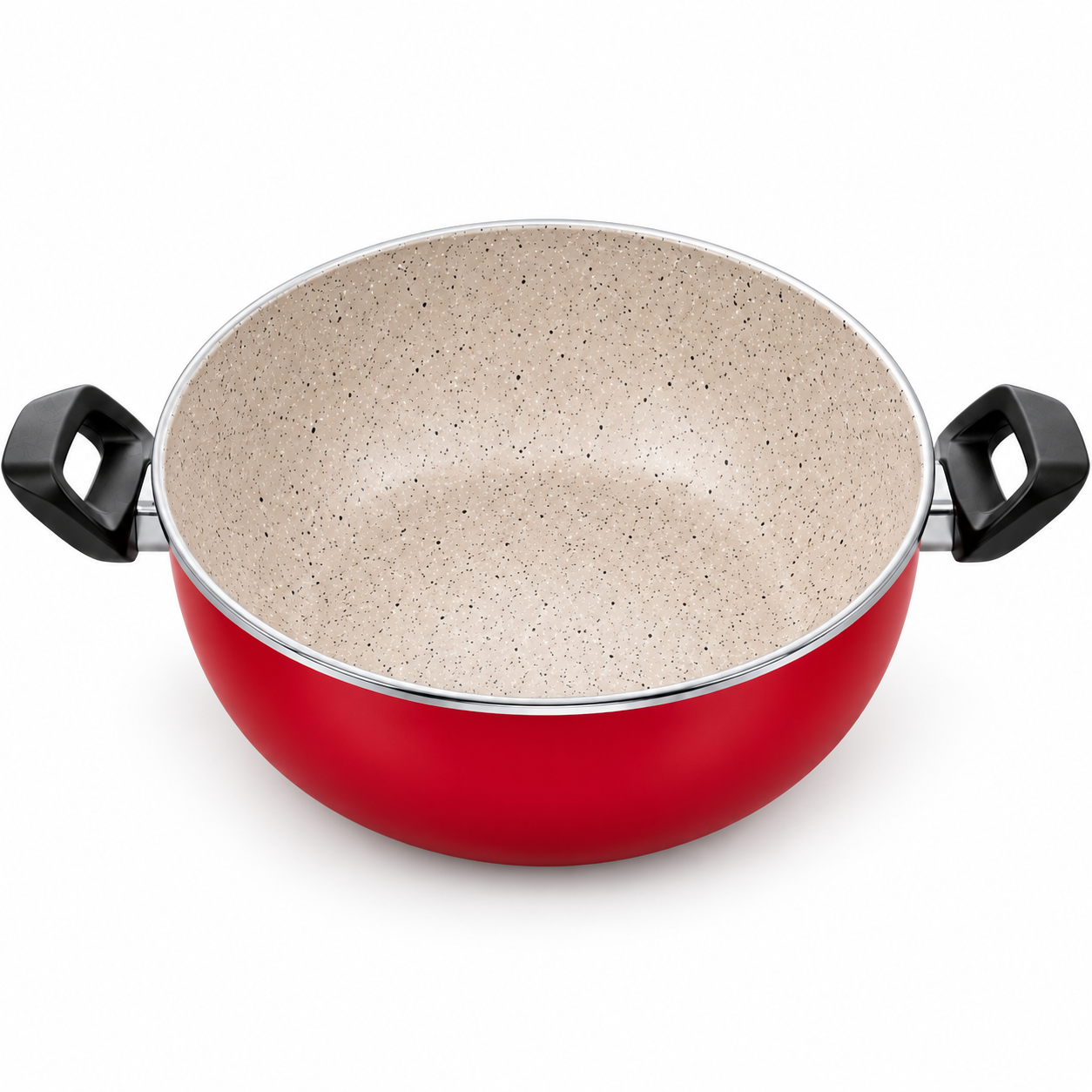 Panela Wok com Revestimento Cerâmico 32 cm 7,8 Litros com Tampa de Vidro – Cor Cereja