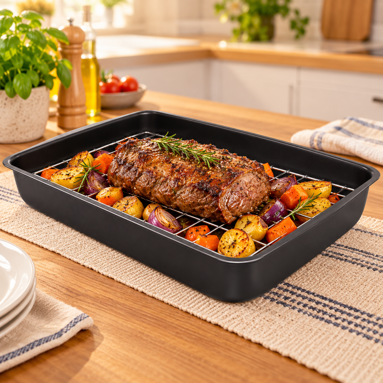 Assadeira Antiaderente Preta Gourmet Nº 2 - 4,2 Litros